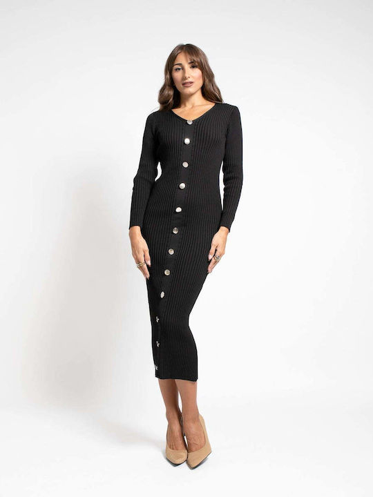 Midi Shirt Dress Dress Black