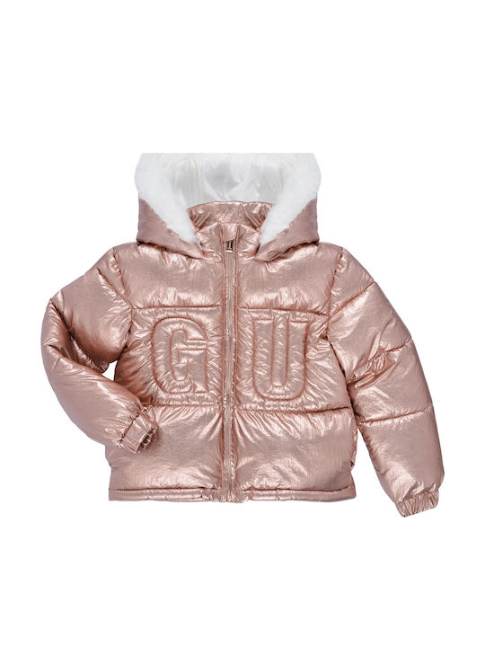 Guess Kids' Quilted Jacket with Hood Pink K4BL05WEYO0-F6CK