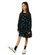 Rochie Fete Mânecă Lungă Negru / Verde