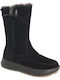 Suede Women's Ankle Boots with Fur Black
