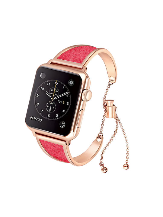 Leewello LW-373 Strap Stainless Steel Gold/Red (Apple Watch 44/45/46mm/Ultra 49mm)