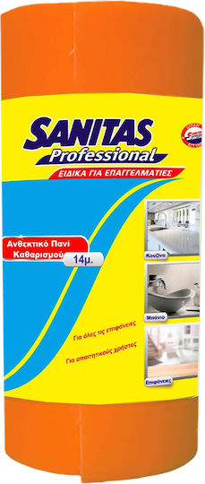 Absorbent General Cleaning Cloth Roll 32cm X 14m Orange Sanitas Professional 8571020020