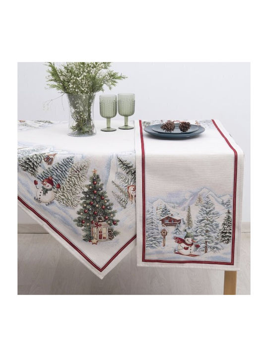 Dimeco Christmas Tablecloth Runner Fabric Gray L45xW140cm.