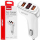 AMiO Car Charger 15.5W 3.1A with Ports: 2xUSB with Cable Embedded and Voltmeter White Color