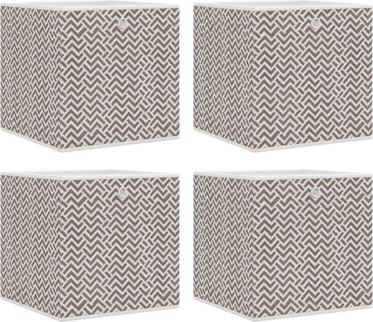 vidaXL Пластмаса Кутия за съхранение с капак Кафяв 32x32x32см 4бр
