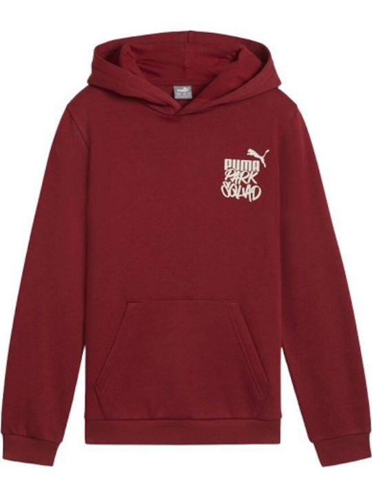 PUMA Детски Суичър с Качулка и Джобове Бордо Ess+