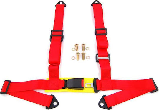 Autoline 4 Point Seat Belt in Red Color