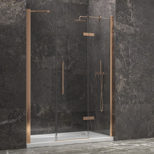 Karag Tinos 600 Ροζ Divider de verandă Duș cu Cu balamale Ușă 130x200cm Sticlă transparentă Oro 5206836662053
