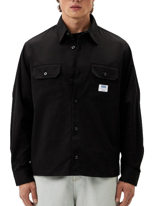 Ekynone Long Sleeve Cotton Shirt in Oversized Line Black