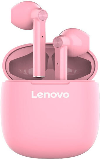 Lenovo HT30 Earbud Bluetooth Handsfree Ακουστικά με Θήκη Φόρτισης Ροζ