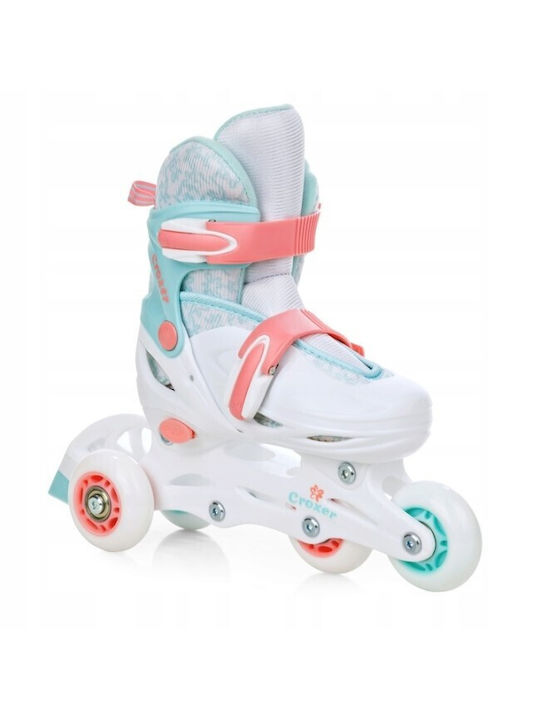 Patine cu rotile ajustabile Croxer Inez Led 3in1 alb turcoaz XS 26-29