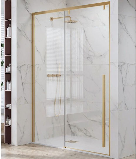 Karag Santorini 400 Duschwand für Dusche mit Schieben Tür 70x200cm Klarglas Oro