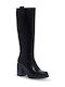 Synthetic Leather Women's Boots with Zipper Black