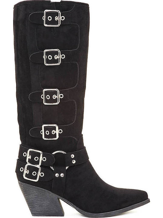 Schwarze Westernstiefel mit dekorativen Schnallen