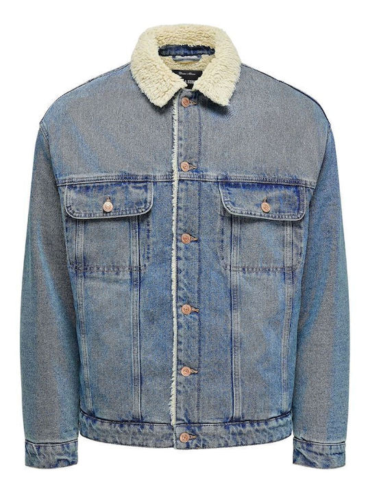 Τζιν Χειμωνιάτικο Μπουφάν Dark Blue Denim