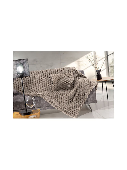Set Decken & Couchdecken Fell 120×160 & Kissenhülle 42×42 Dekoration Guy Laroche Elixir Taupe