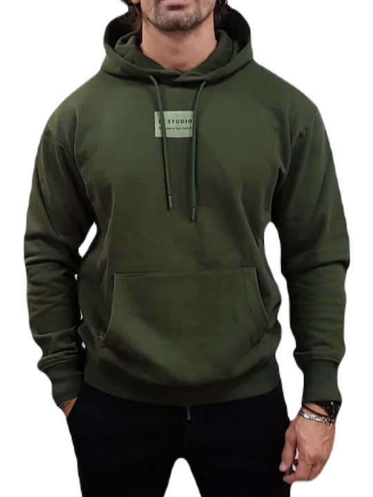 Jack & Jones Φούτερ με Κουκούλα Kombu Green, Khaki
