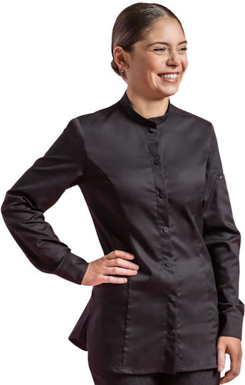Clement Design Mantel Koch Damen Schwarz mit Langärmelig Khao