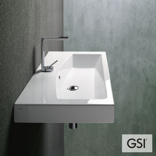 GSI Επικαθήμενος Νιπτήρας Πορσελάνης 90x42.5cm White