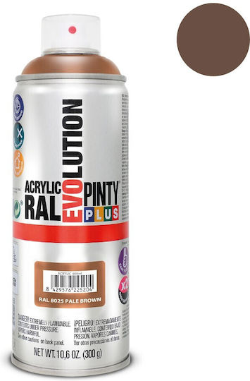 Pinty Plus Spray Farbe Evolution Acryl mit Metallisch Effekt Brown RAL8025 400ml