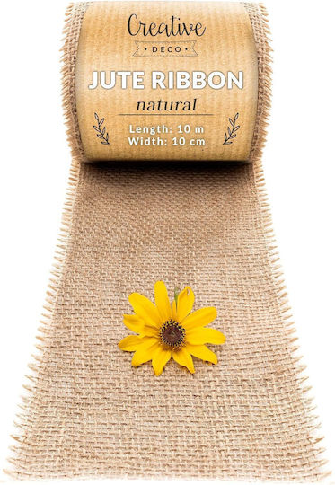Creative Deco Jute Ribbon Decoration Roll 10 Cm X 10 M Natural Brown Fabric Handicraft Art Craft Decorative Rustic Boho Table Runner Wedding Party