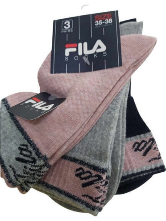 FILA Παιδικές Κάλτσες Normal Plain Ροζ 3 Ζευγάρια