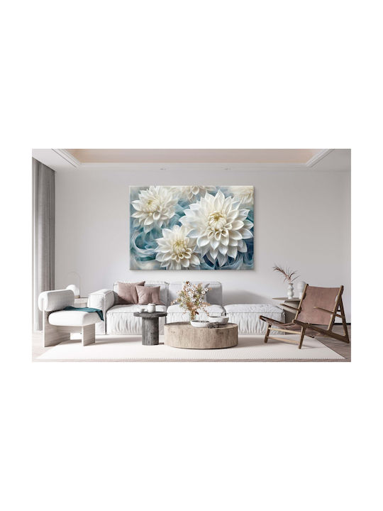 Floral Διακόσμηση Τοίχου Πίνακας Ζωγραφικής Σαλόνι Λευκές Ντάλιες 60x90