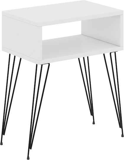 Bedside Table Todd Wooden White 45x30x58cm