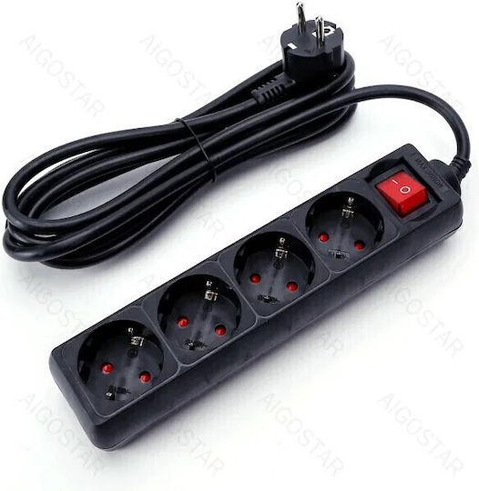 Aigostar Power Strip with Surge Protection 4 Positions with Switch and Cable 3m