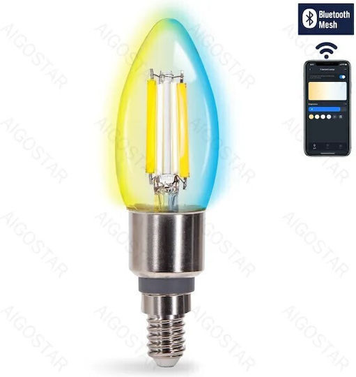 Aigostar Λάμπα LED 4.5W για Ντουί E14 και Σχήμα C35 Ρυθμιζόμενο Λευκό
