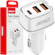 AMiO Încărcător Auto 32W Încărcare Rapidă cu Porturi: 2xUSB 1xType-C Alb Culoare