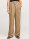 Women's High-waisted Fabric Trousers in Wide Line Brown