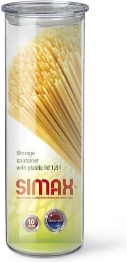 Simax Βάζο Ζυμαρικών με Καπάκι Γυάλινο Διάφανο 1800ml
