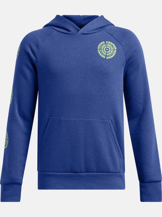 Fleece Kids Sweatshirt with Hood and Pockets Blue Rival