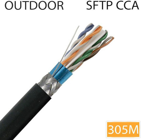 S/FTP Cat.6 Ethernet Network Cable outdoor without connectors 305m Black 1pcs