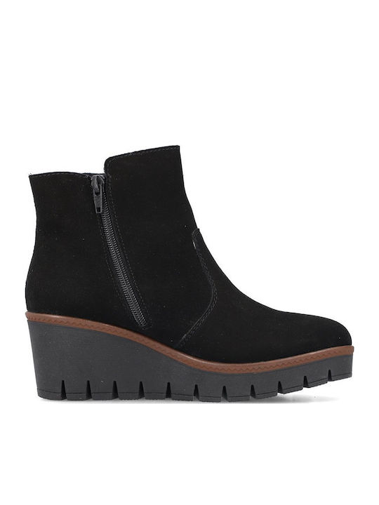 Leder Stiefeletten Damen Schwarz