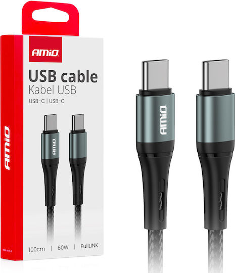 AMiO USB 2.0 Cable USB-C male - USB-C 60W Black 1m (03914)