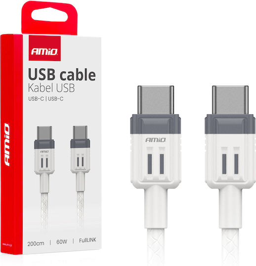AMiO Редовна USB 2.0 Кабел USB-C мъжки - USB-C мъжки 60W 2м (03909)