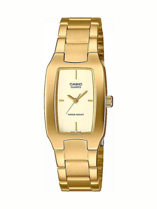 Casio Collection Damen Uhr mit Gold Metallarmband
