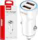 AMiO Φορτιστής Αυτοκινήτου 10.5W με Θύρες: 2xUSB μαζί με Καλώδιο Ενσωματωμένο Λευκός