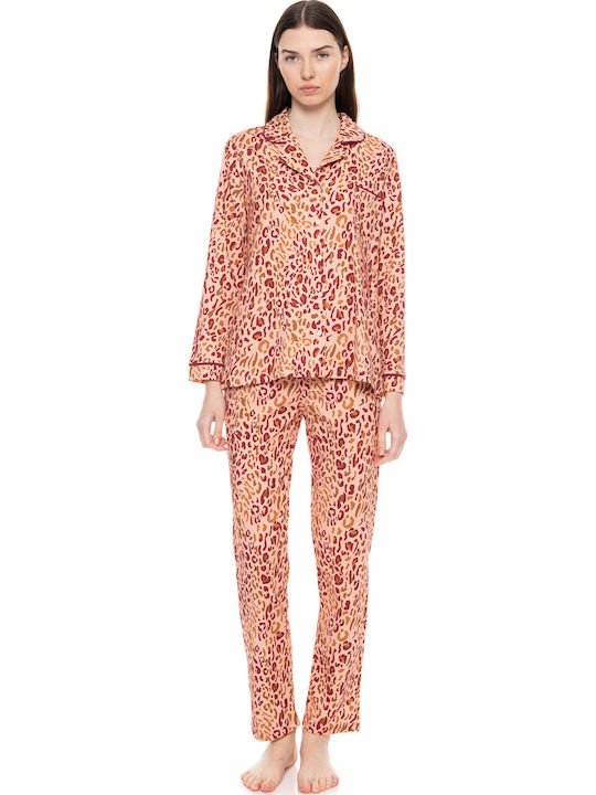 Pink Label Winter Damen Pyjama-Set Orange