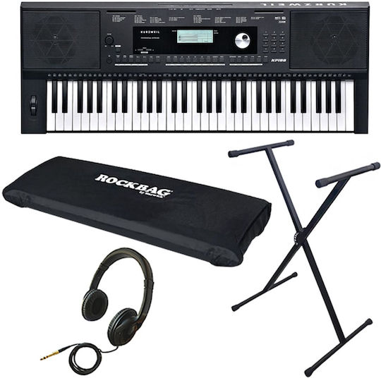 Kurzweil Αρμόνιο KP100 με 61 Δυναμικά Πλήκτρα με Βάση και Ακουστικά Μαύρο