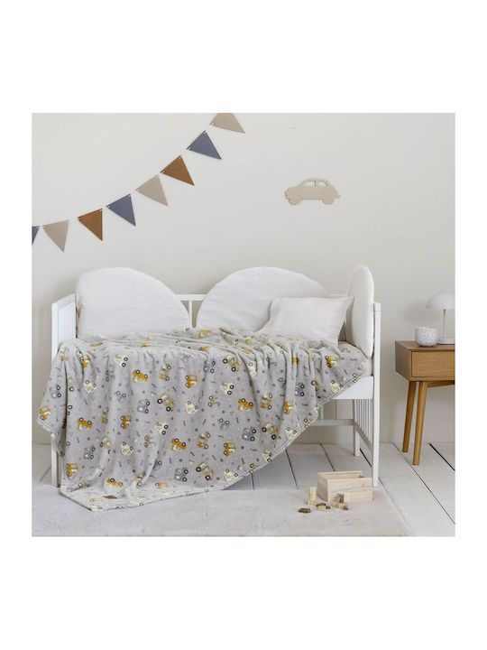 Nima Blanket Cot Gray Dino Town 110x150cm