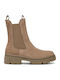 Leather Women's Chelsea Boots with Medium Heel Beige 1-25901-41-405