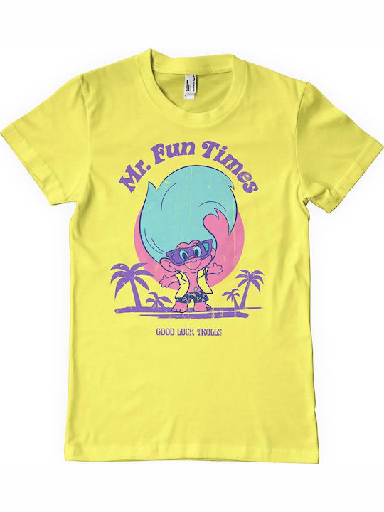Paperinos Good Luck Trolls T-shirt Κίτρινο Βαμβακερό