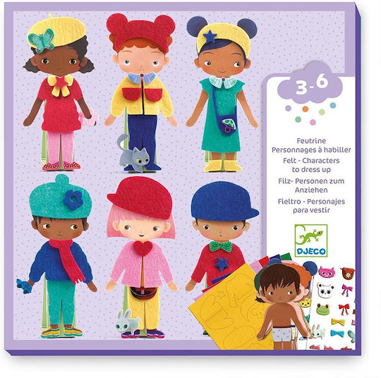 Djeco Aufkleber Kleiden mit Filzaufklebern Figuren Kinder für Kinder 3+ Jahre alt+ Jahre