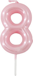 Geburtstagskerze Nummer 8 Pink 9cm 36867 Tpster
