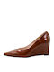 Leder Pumps Tabac Braun