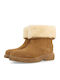 Leather Women's Ankle Boots with Fur Taupe