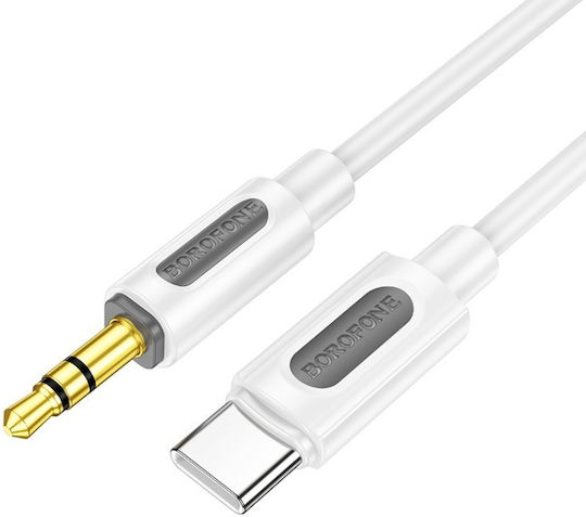 Borofone USB 2.0 Cable USB-C male - 3.5mm Λευκό 1m